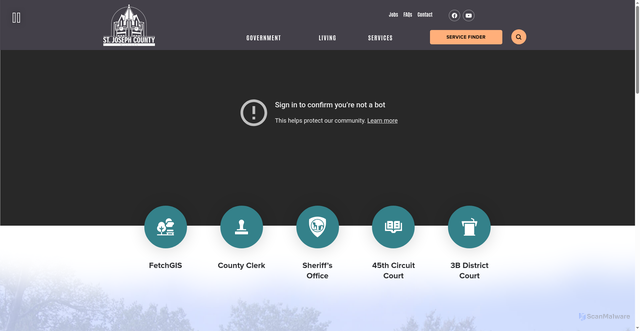 Security scan screenshot of https://www.stjosephcountymi.gov/