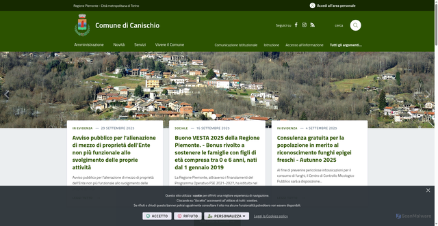 Security scan screenshot of https://www.comune.canischio.to.it/it-it/home