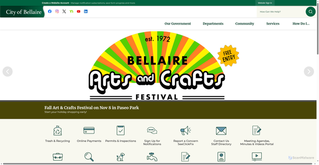 Security scan screenshot of https://bellairetx.gov/