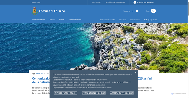 Security scan screenshot of https://www.comune.corsano.le.it/