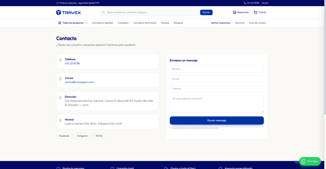 Security scan screenshot of https://travex-store.pages.dev/contacto