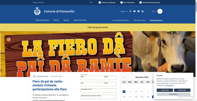 Security scan screenshot of https://www.comune.pomaretto.to.it/