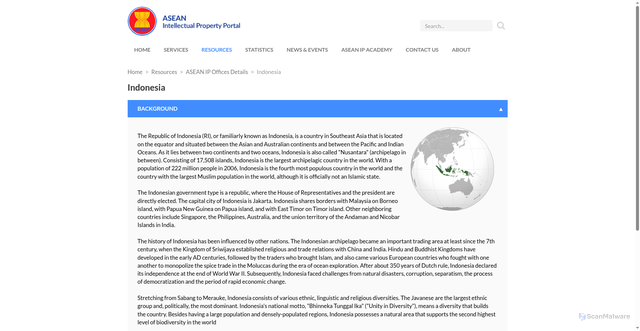 Security scan screenshot of https://www.aseanip.org/resources/asean-ip-offices-details/indonesia