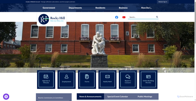 Security scan screenshot of https://rockyhillct.gov/
