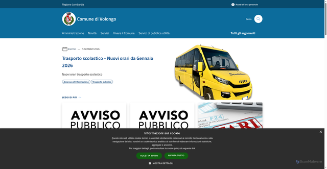 Security scan screenshot of https://www.comune.volongo.cr.it