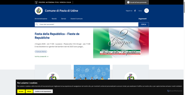 Security scan screenshot of https://www.comune.paviadiudine.ud.it