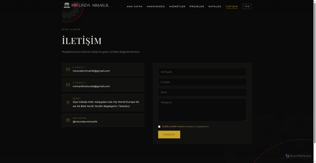 Security scan screenshot of https://rotundamimarlik.com/iletisim.html