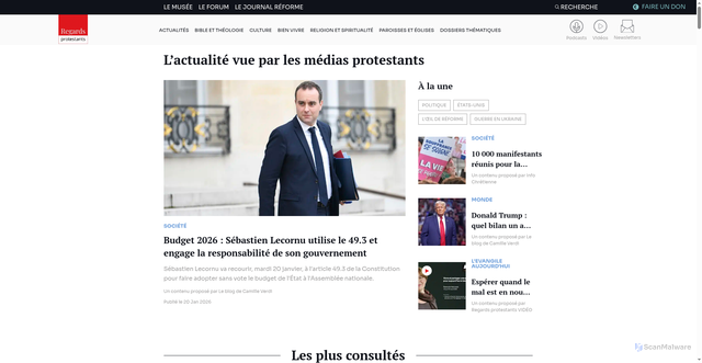 Security scan screenshot of https://regardsprotestants.com