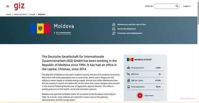 Security scan screenshot of https://www.giz.de/en/regions/europe/moldova