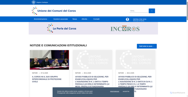 Security scan screenshot of https://www.unionecoros.it/
