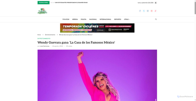 Security scan screenshot of https://yucatanalamano.com/wendy-guevara-gana-la-casa-de-los-famosos-mexico/