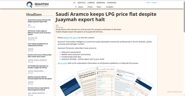 Security scan screenshot of https://www.qcintel.com/article/saudi-aramco-keeps-lpg-price-flat-despite-juaymah-export-halt-59709.html