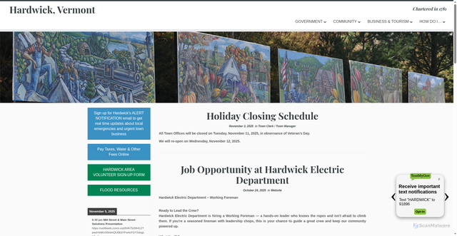 Security scan screenshot of https://hardwickvt.gov/