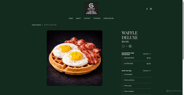 Security scan screenshot of https://www.grindnyc.com/product/waffle-deluxe/275