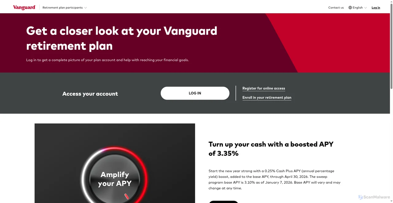 Security scan screenshot of https://ownyourfuture.vanguard.com