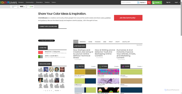 Security scan screenshot of https://colourlovers.com