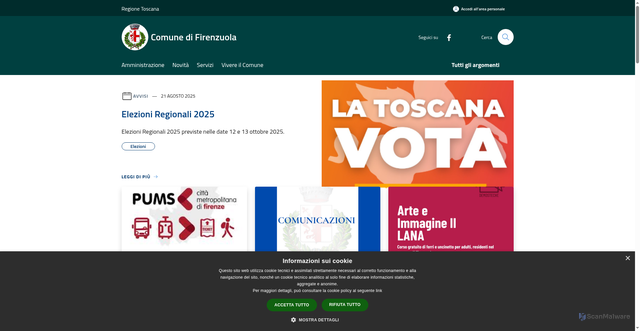 Security scan screenshot of https://www.comune.firenzuola.fi.it/it