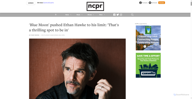 Security scan screenshot of https://www.northcountrypublicradio.org/news/npr/nx-s1-5601773/blue-moon-pushed-ethan-hawke-to-his-limit-that-s-a-thrilling-spot-to-be-in