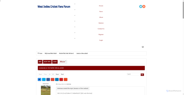Security scan screenshot of https://mail.cricketwindies.com/forum/the-pitch/18188-jamaica-vs-new-zealand