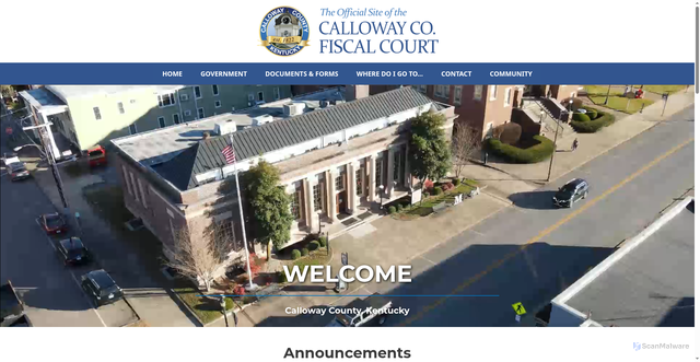 Security scan screenshot of https://callowaycountyky.gov/