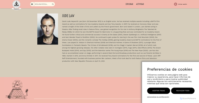 Security scan screenshot of https://www.panoptico.tv/talent/jude-law