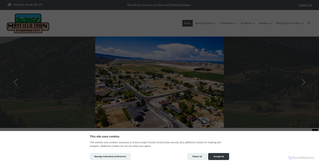 Security scan screenshot of https://mayfieldtownut.gov/