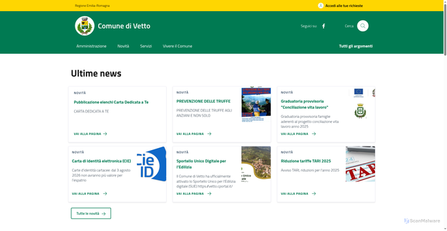Security scan screenshot of https://www.comune.vetto.re.it/