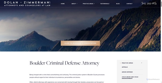 Security scan screenshot of https://www.dolanzimmerman.com/boulder-criminal-defense-lawyer/
