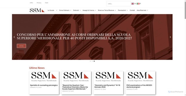 Security scan screenshot of https://www.ssmeridionale.it/