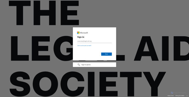 Security scan screenshot of https://legalaidnyc-my.sharepoint.com