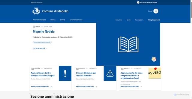 Security scan screenshot of https://www.comune.mapello.bg.it/home/index.html