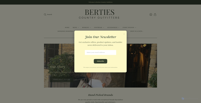 Security scan screenshot of https://www.bertiescountry.com