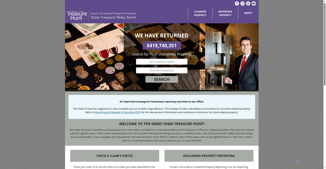 Security scan screenshot of https://www.greatiowatreasurehunt.gov/