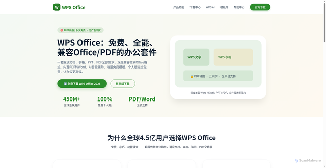 Security scan screenshot of https://offices-wps-office.cn/