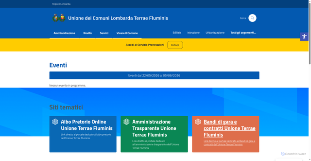 Security scan screenshot of https://www.unioneterraefluminis.cr.it/