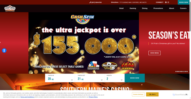 Security scan screenshot of https://www.oxfordcasino.com/