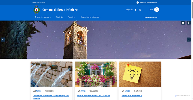 Security scan screenshot of https://www.comune.berzo-inferiore.bs.it