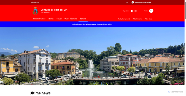 Security scan screenshot of https://www.comune.isoladelliri.fr.it/