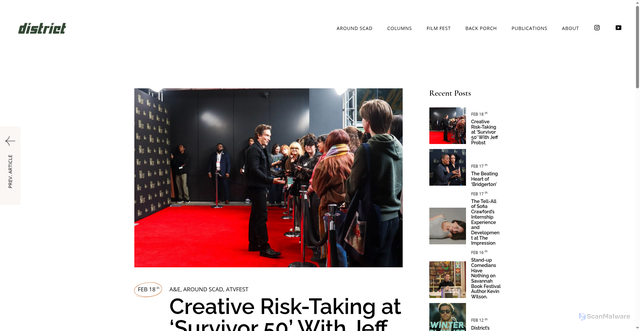 Security scan screenshot of https://scaddistrict.com/creative-risk-taking-at-survivor-50-with-jeff-probst/