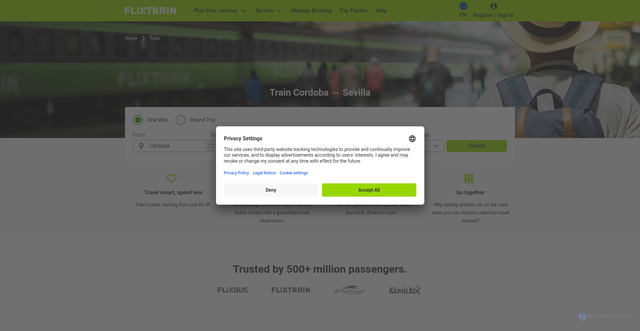 Security scan screenshot of account-widget.booking.flixbus.com