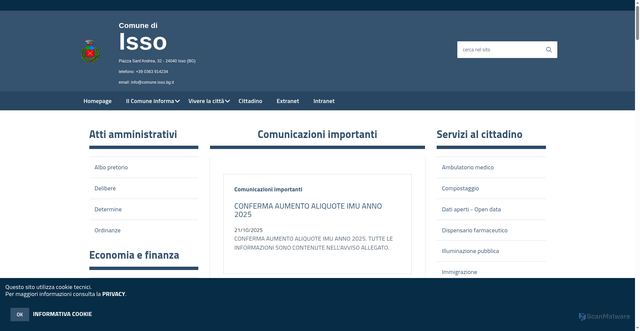 Security scan screenshot of https://www.comune.isso.bg.it/hh/index.php