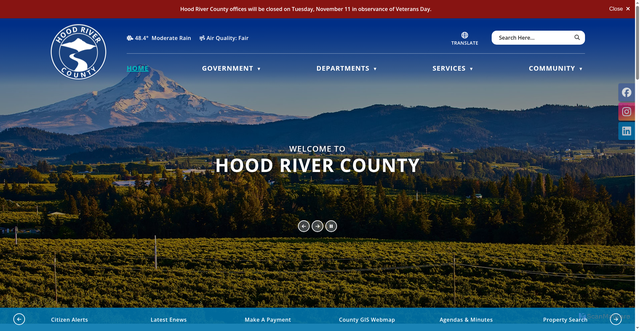 Security scan screenshot of https://www.hoodrivercounty.gov/