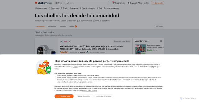 Security scan screenshot of https://www.chollometro.com