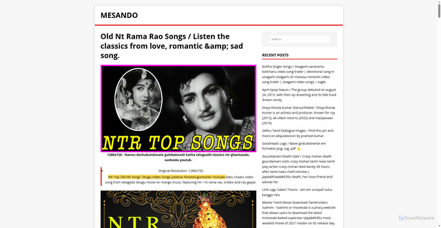 Security scan screenshot of https://sandomes.pages.dev/post/old-nt-rama-rao-songs/