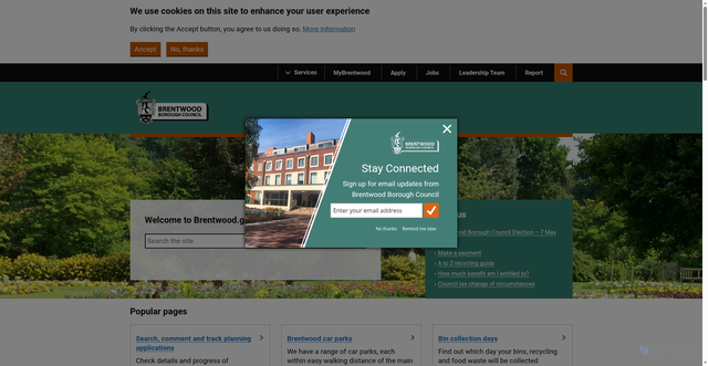 Security scan screenshot of http://www.brentwood.gov.uk