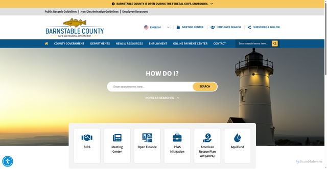 Security scan screenshot of https://www.capecod.gov/