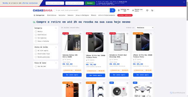Security scan screenshot of https://casasbhleilao.vercel.app/