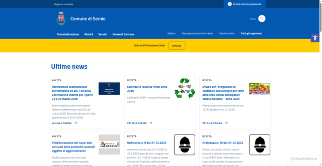 Security scan screenshot of https://comune.sernio.so.it/
