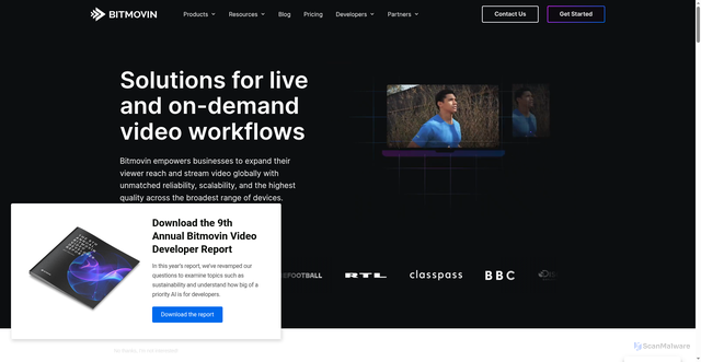 Security scan screenshot of https://bitmovin.com