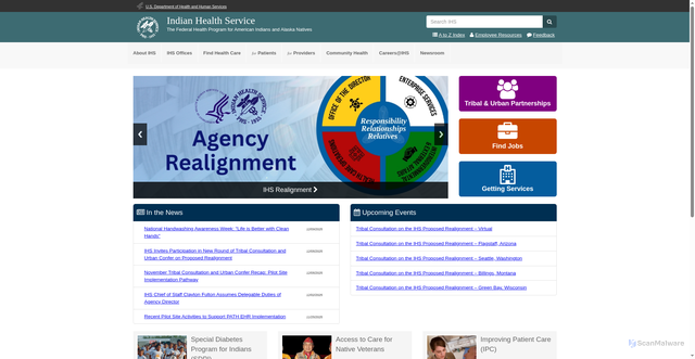 Security scan screenshot of https://www.ihs.gov/